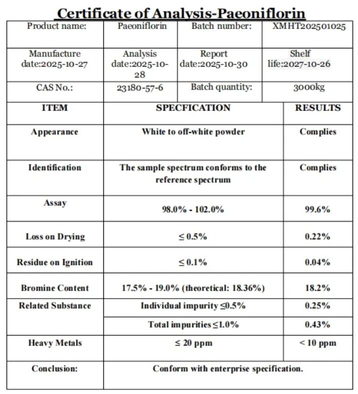 Muestra gratis de materias primas antioxidantes, planta blanqueadora cosmética, polvo de peonía blanca, extracto de raíz de peonía, 10%-50% Paeoniflorin