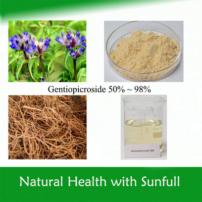 Extracto de gentiana scabra gentiopicrosida 50% a 98% gentiopicrina CAS no 20831-76-9 Ingrediente de cosméticos