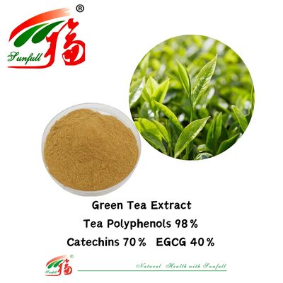 Hunan Sunfull Ingredientes de hierbas orgánicas Teaflavinas 10~40% EGCG 40% Catequinas 70% Polifenoles de té 98% Extracto de té verde
